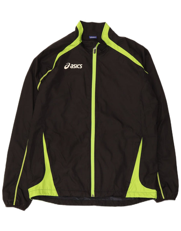 Asics Mens Tracksuit Top Jacket Grande Preto Colourblock Poliéster