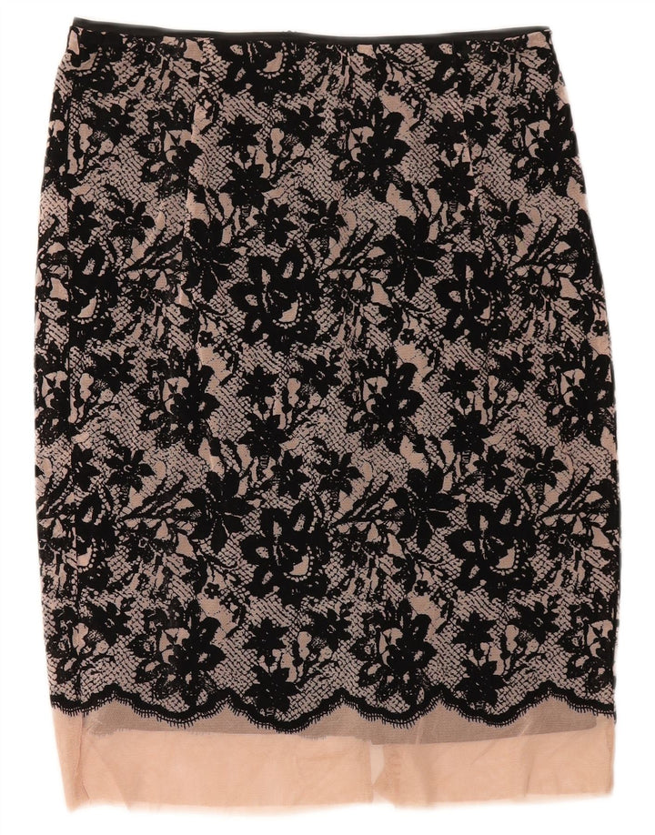Zara Saia Midi Feminina XS W30 Preto Floral Poliéster