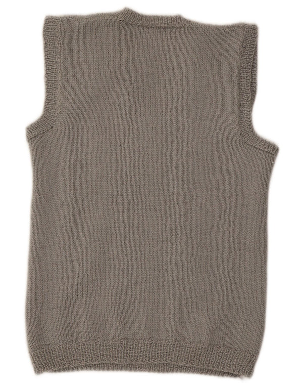 Top feminino colete vintage UK 14 cinza médio