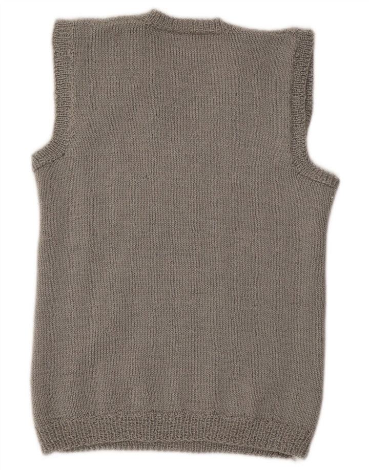 Top feminino colete vintage UK 14 cinza médio