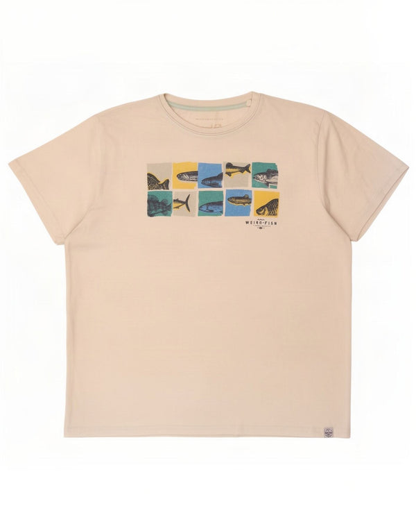 Camiseta gráfica masculina Weird Fish Top 2XL algodão branco