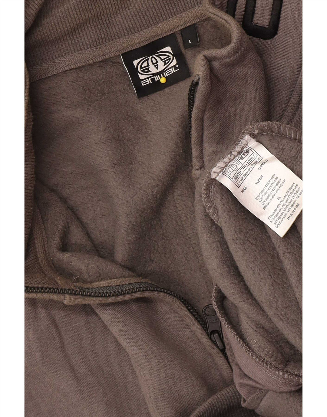 Animal Mens Graphic Tracksuit Top Jacket Grande Algodão Cinza