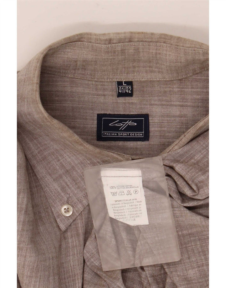 Camisa masculina Lotto tamanho 41/42 grande algodão manchado cinza
