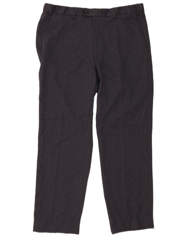 Calça masculina de ajuste regular MARKS & SPENCER W38 L33 azul marinho poliéster