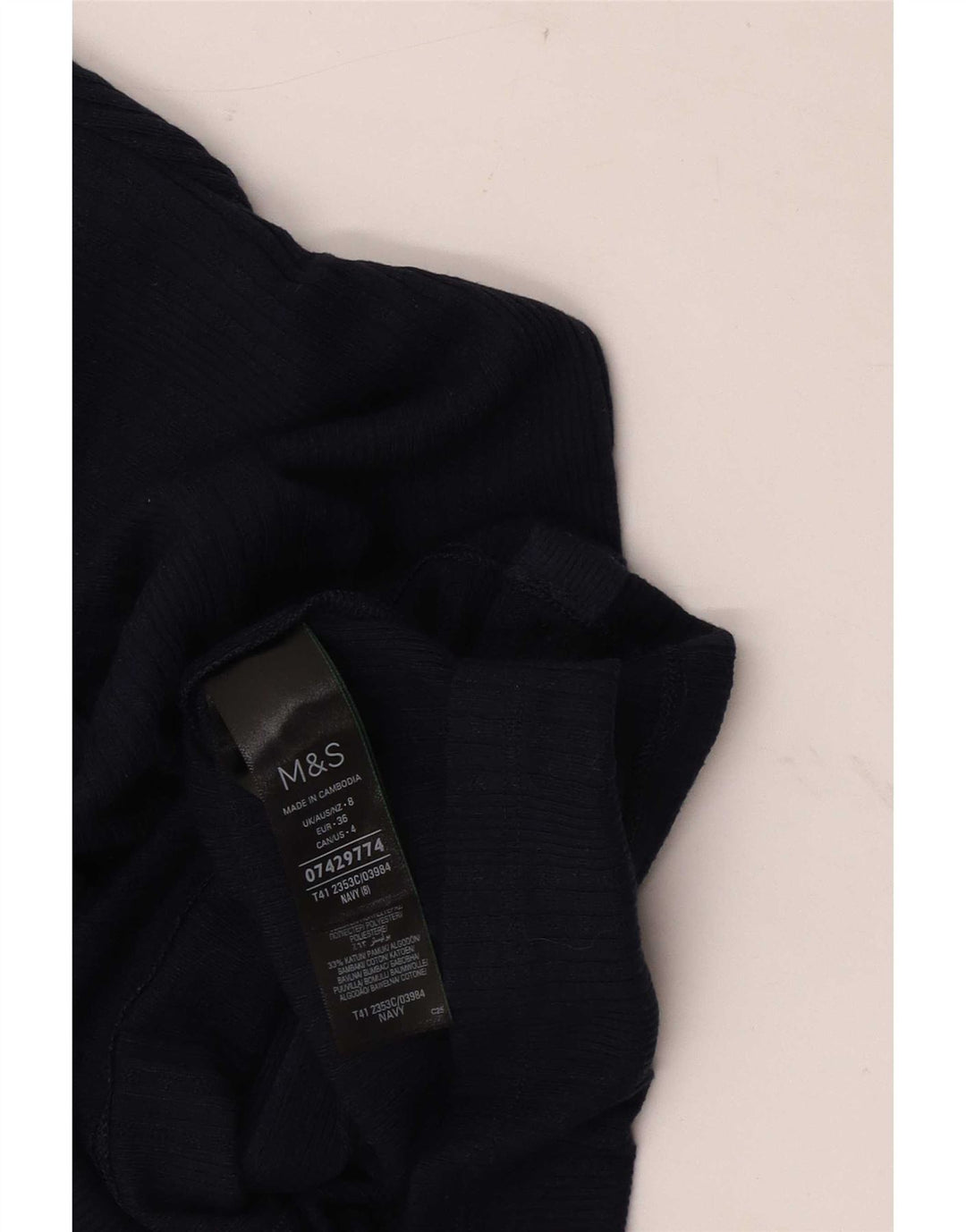 Blusa feminina Marks & Spencer Reino Unido 8 pequena azul marinho poliéster