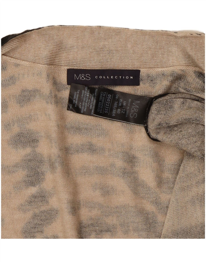Suéter cardigã feminino longline MARKS & SPENCER Reino Unido 12 médio bege