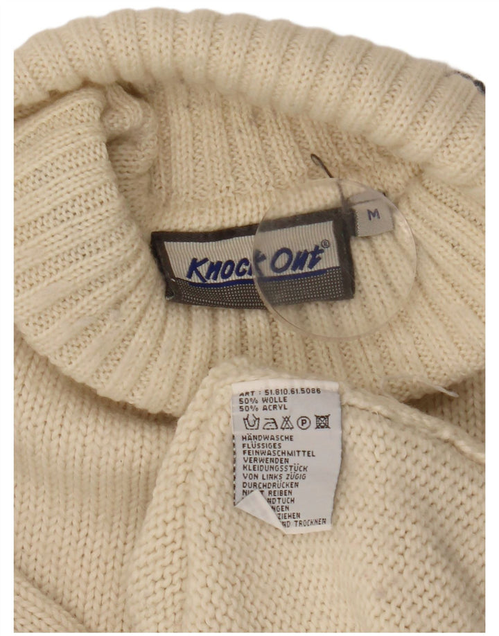 Suéter masculino Knock Out com gola redonda e lã colorblock branca média
