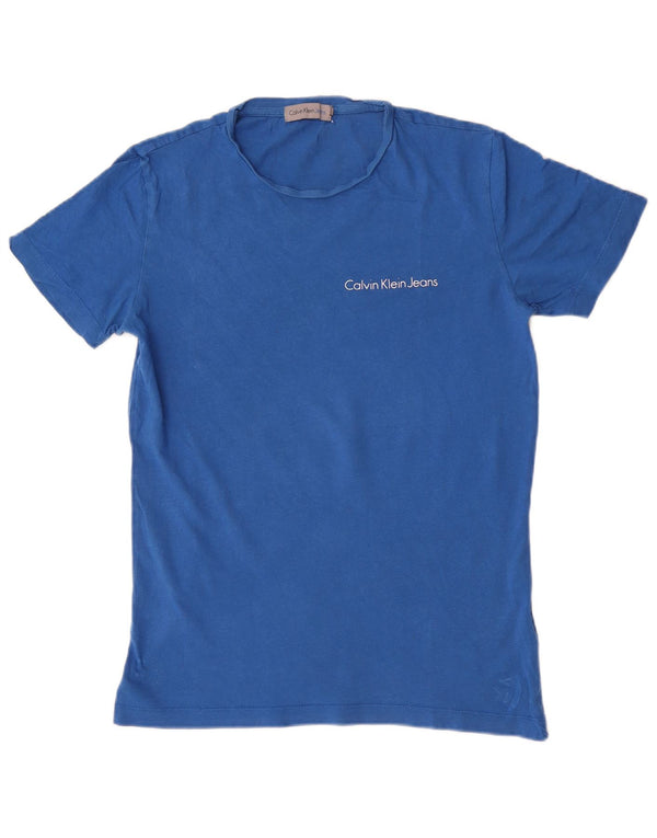 Camiseta masculina Calvin Klein Jeans top pequeno azul algodão