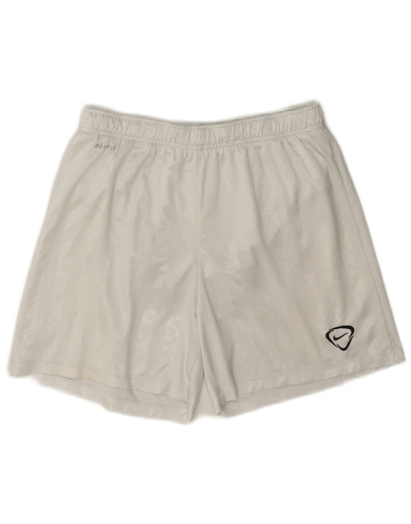 Nike Mens Dri Fit Regular Sport Shorts Médio Branco Listrado Poliéster