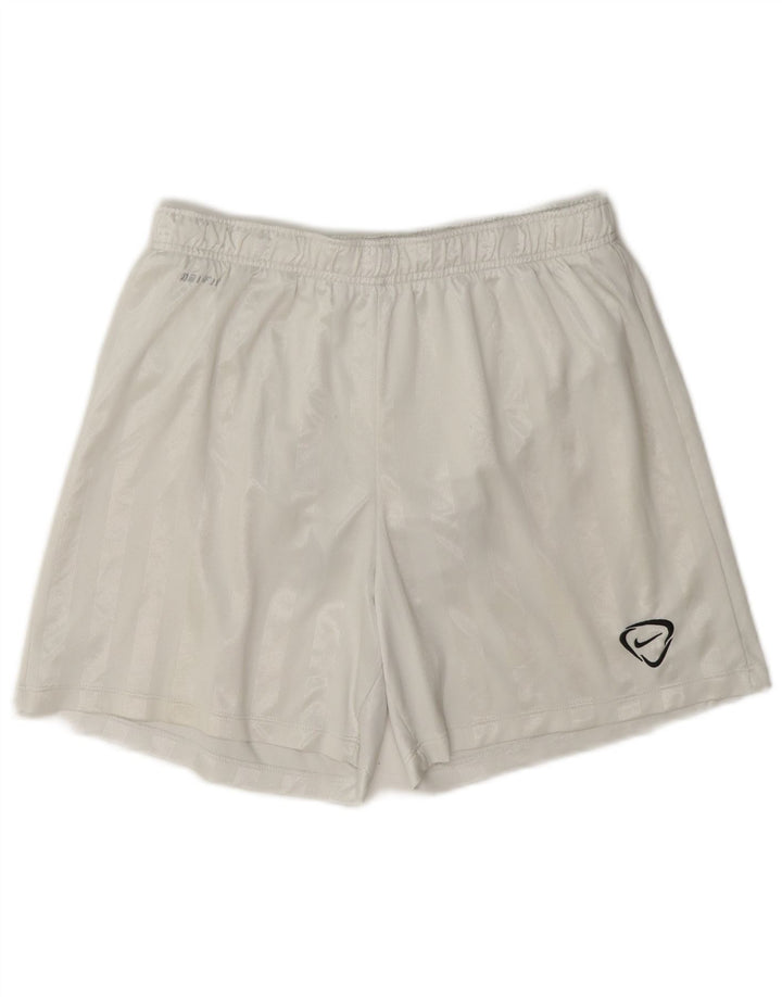 Nike Mens Dri Fit Regular Sport Shorts Médio Branco Listrado Poliéster
