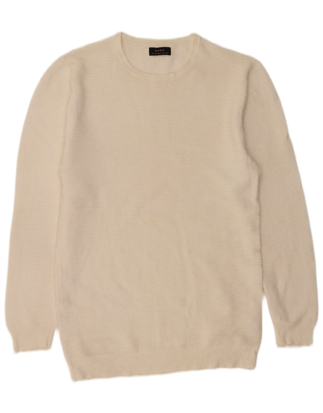 Suéter masculino Zara com gola redonda, grande algodão branco