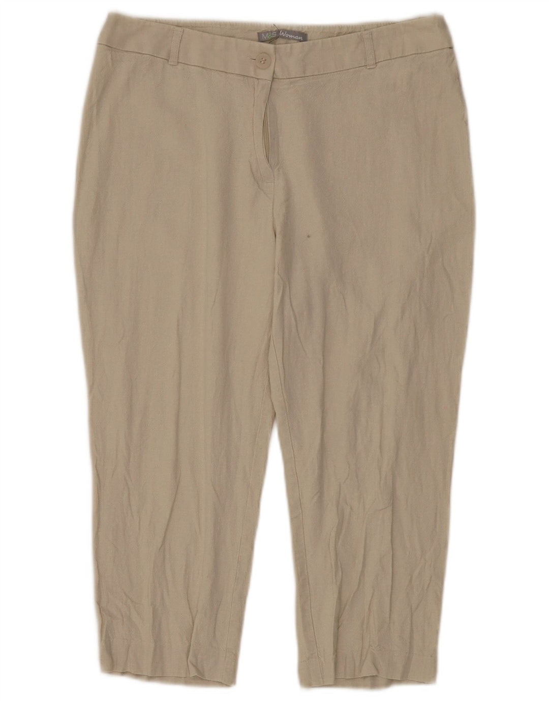 Calça capri feminina Marks & Spencer reta Reino Unido 12 médio W30 L20 bege