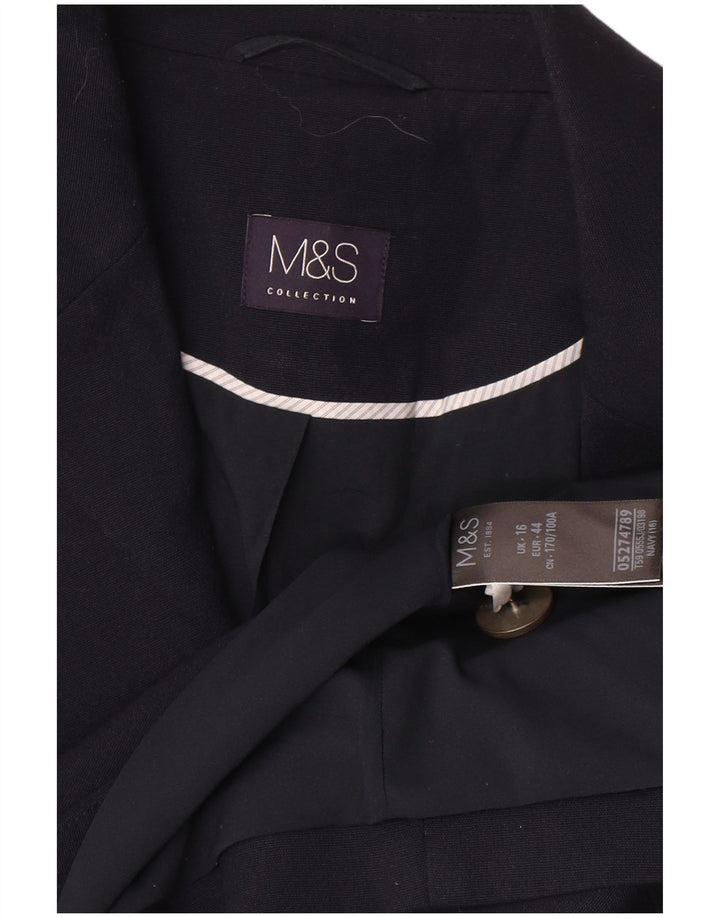 Jaqueta blazer feminina Marks & Spencer com peito duplo Reino Unido 16 grande azul marinho