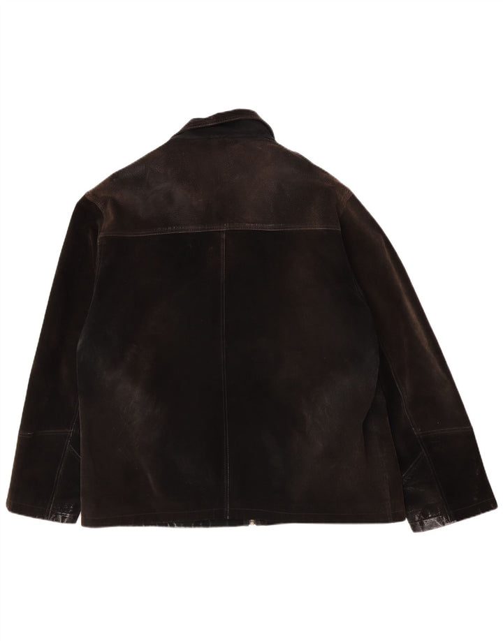 Jaqueta masculina vintage de camurça UK 42 XL couro marrom