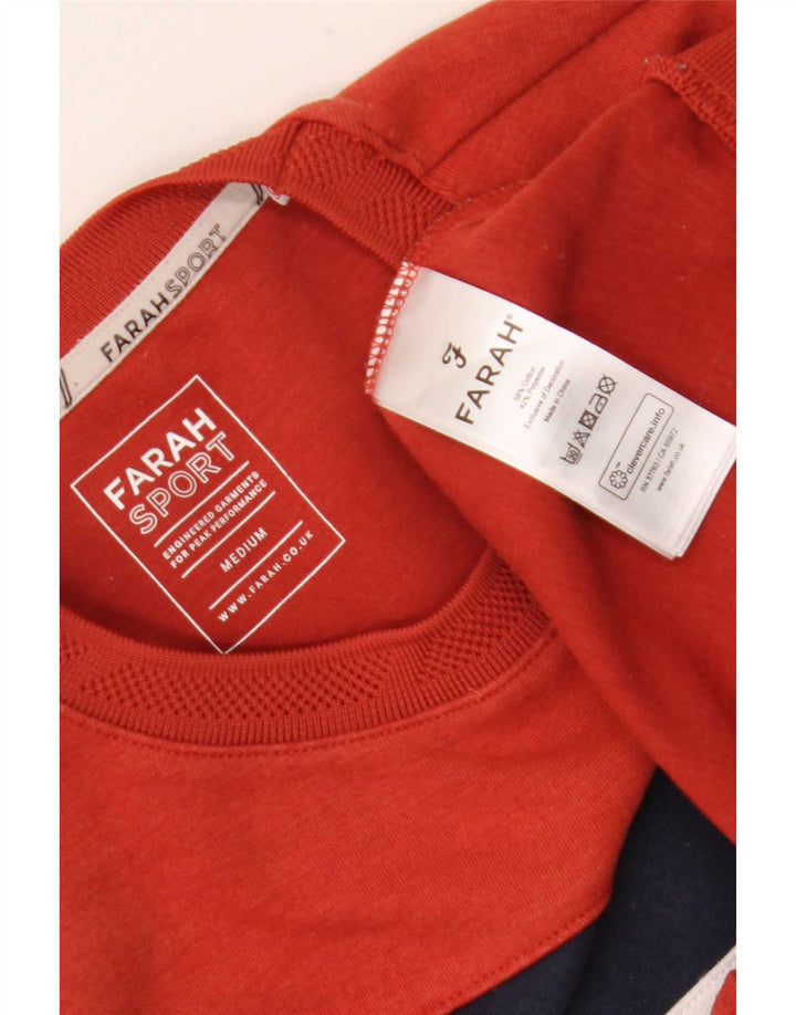Farah moletom masculino jumper médio laranja colorblock algodão