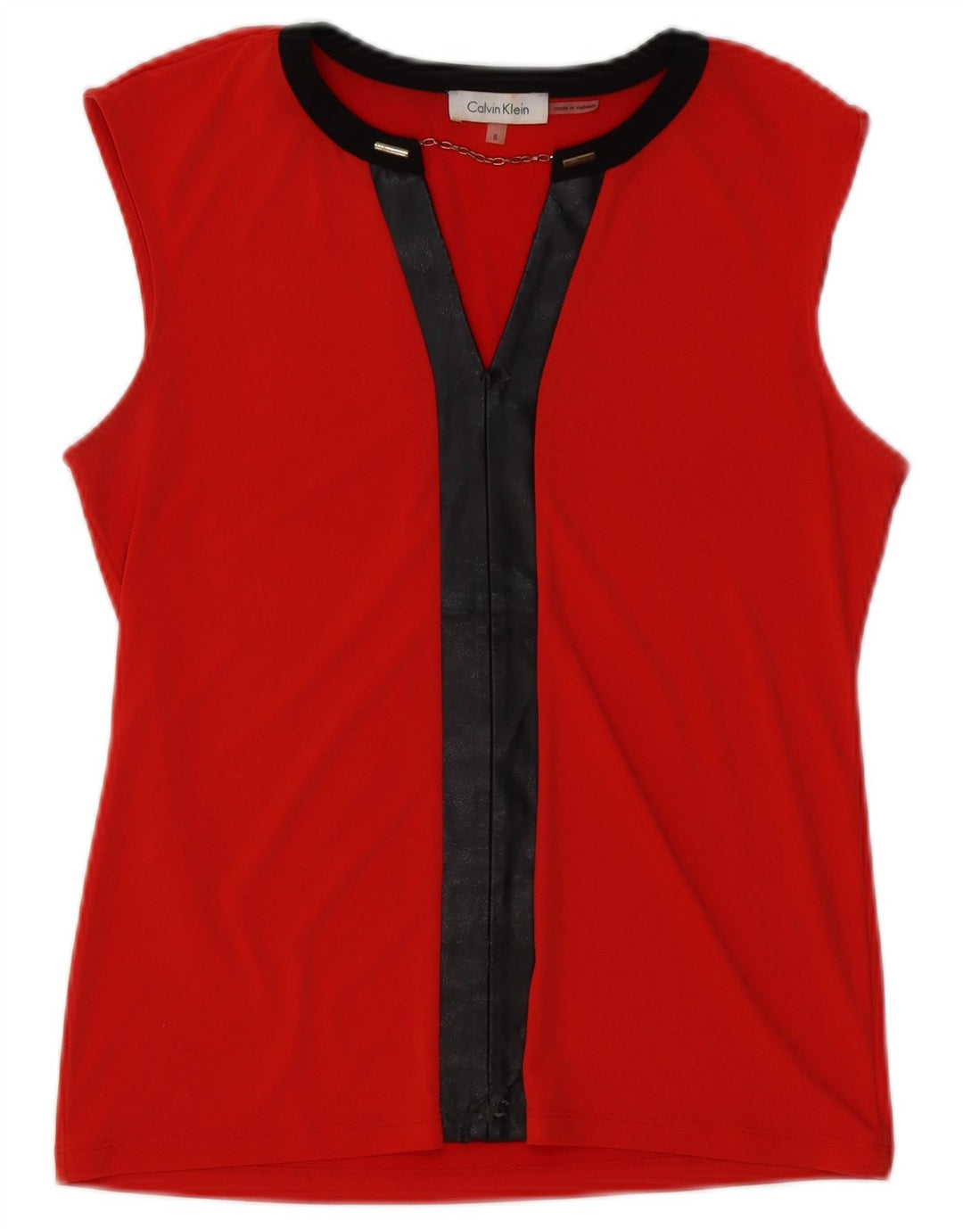 Blusa Feminina Calvin Klein Top UK 10 Pequeno Poliéster Colorblock Vermelho