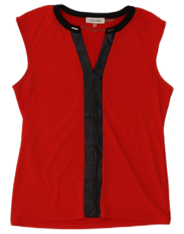 Blusa Feminina Calvin Klein Top UK 10 Pequeno Poliéster Colorblock Vermelho