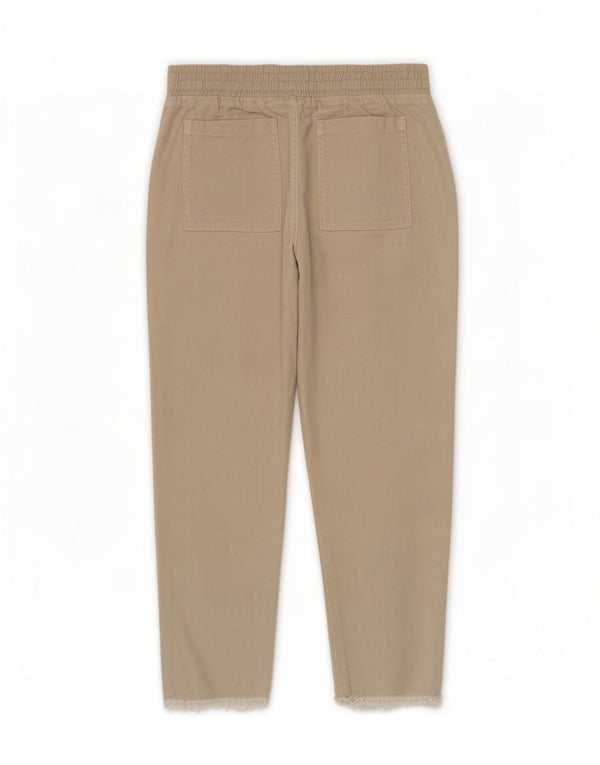 Calça feminina Zara cintura alta cortada média W28 L25 bege
