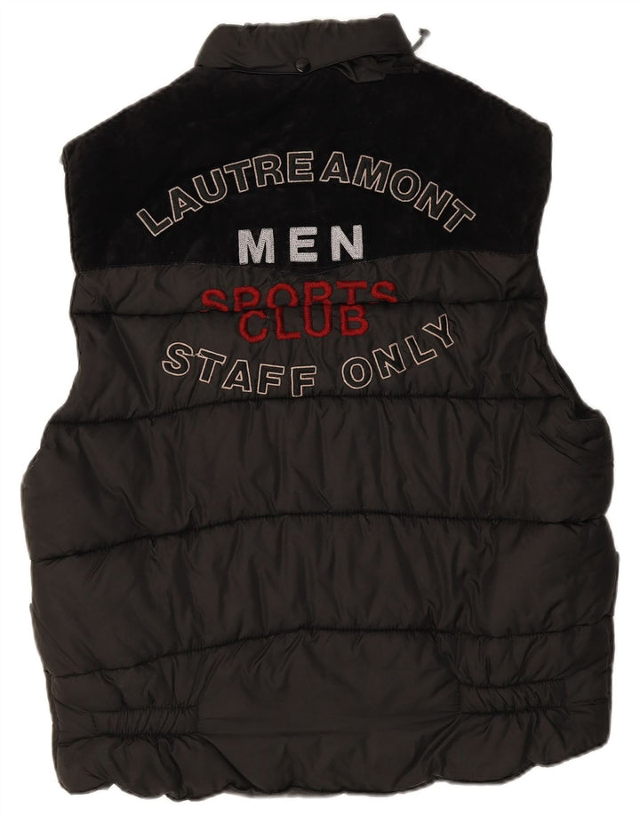 Casucci masculino gráfico acolchoado gilet UK 38 médio preto poliamida