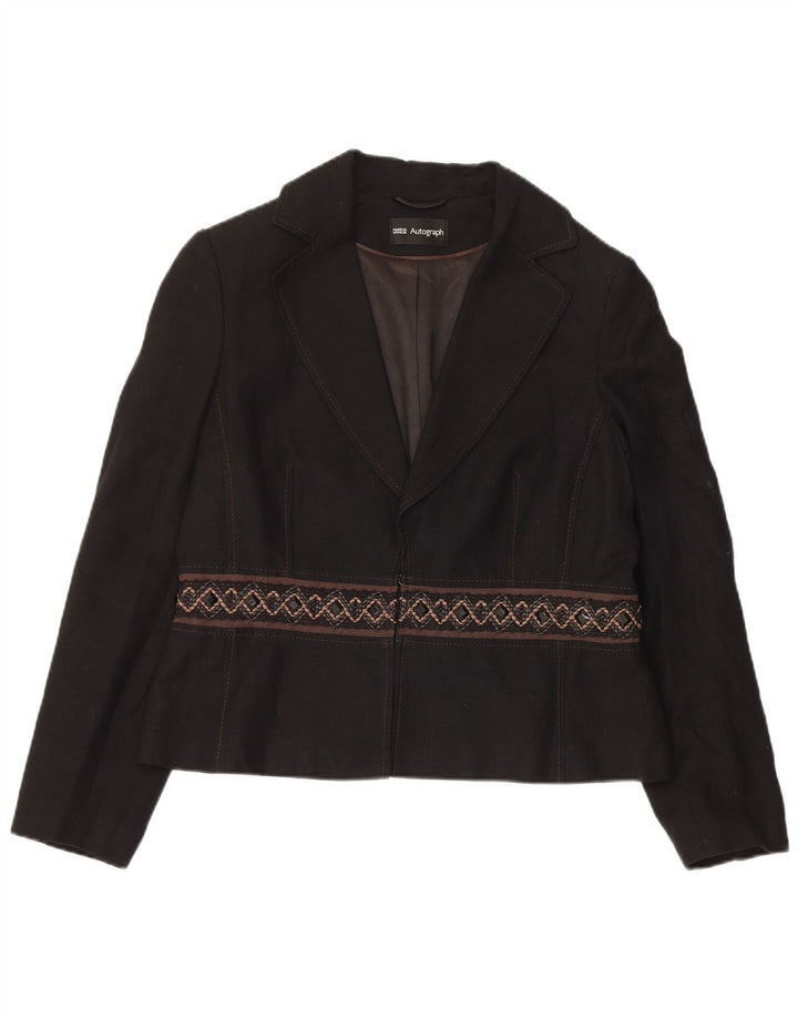 Jaqueta Marks & Spencer Autograph Blazer Feminina Reino Unido 16 Grande Linho Preto