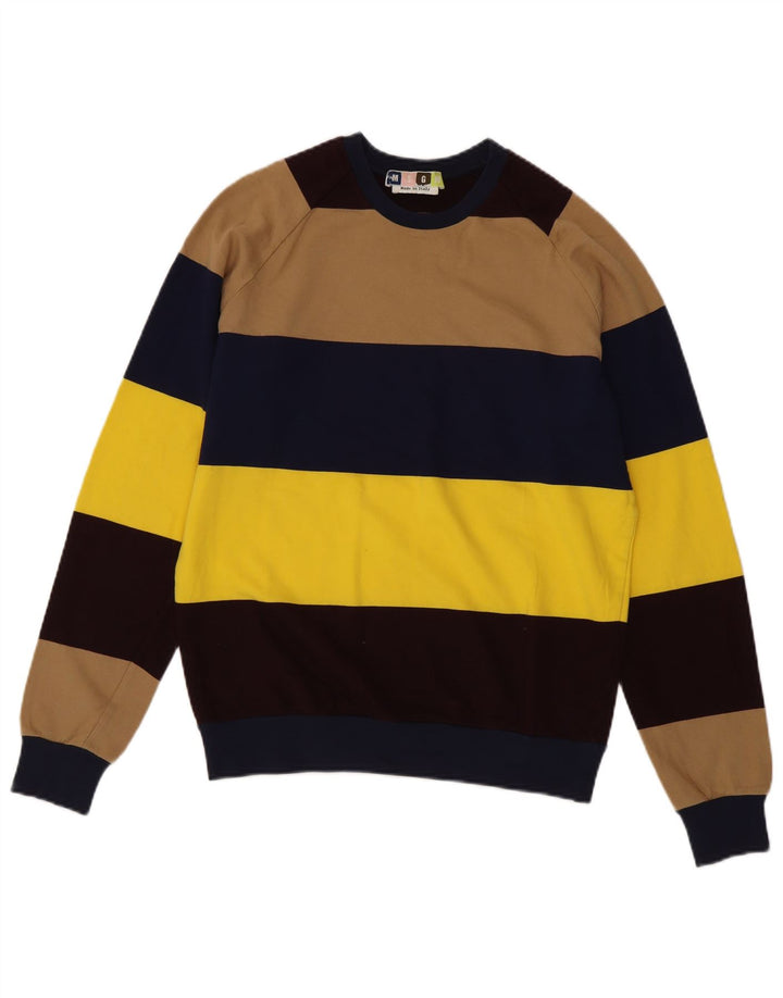 MSGM moletom masculino jumper pequeno algodão listrado multicolorido
