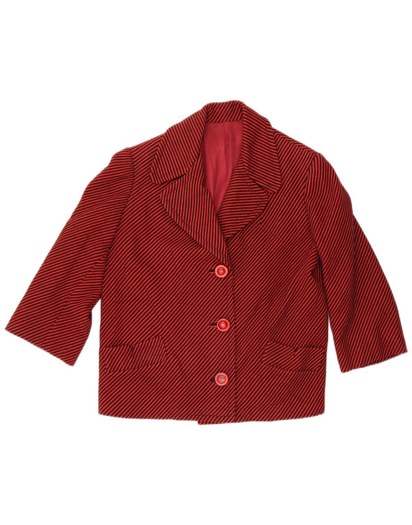 Jaqueta Blazer Feminina Vintage com 3 Botões Reino Unido 18 XL Riscas Vermelhas