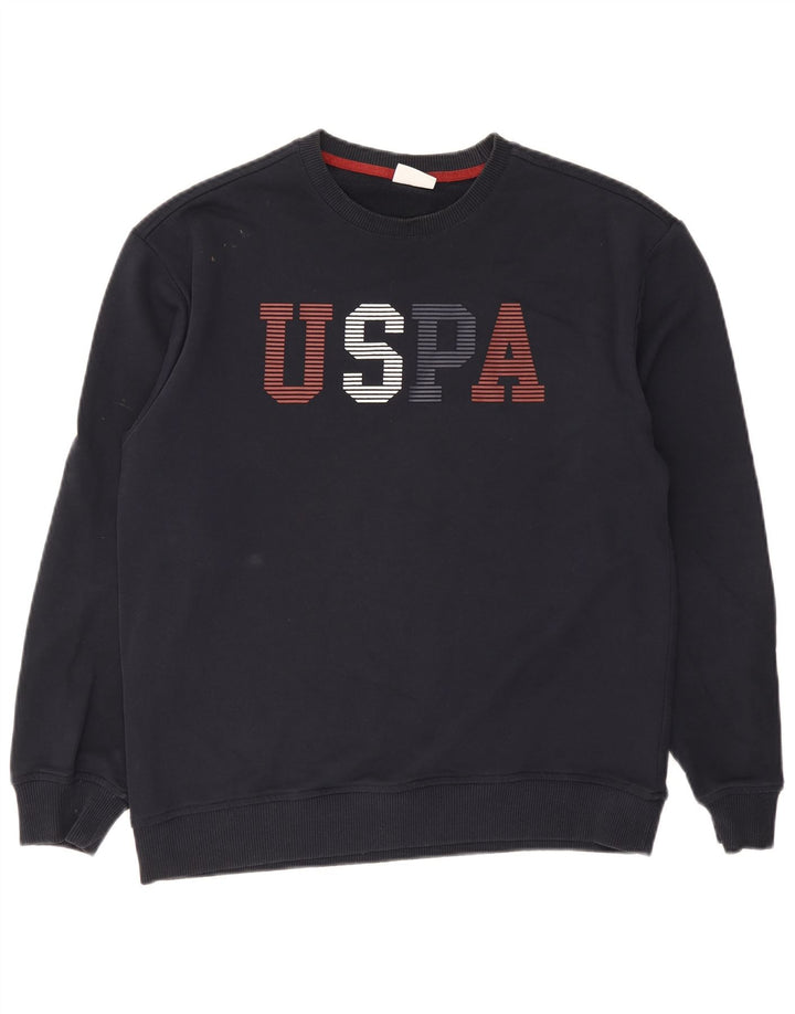 US Polo Assn moletom gráfico masculino jumper médio algodão azul marinho