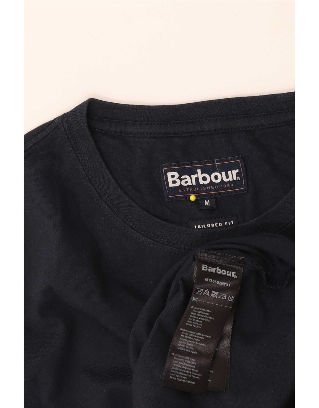 Camiseta masculina Barbour Tailored Fit gráfica top médio azul marinho algodão