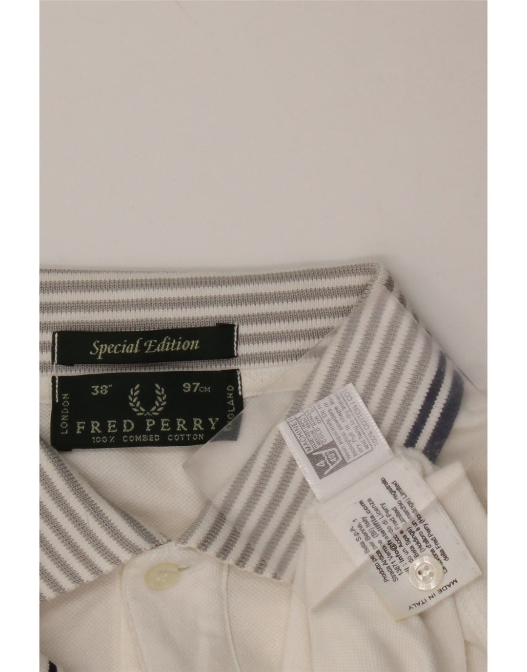 FRED PERRY Camisa polo masculina edição especial pequena de algodão branco