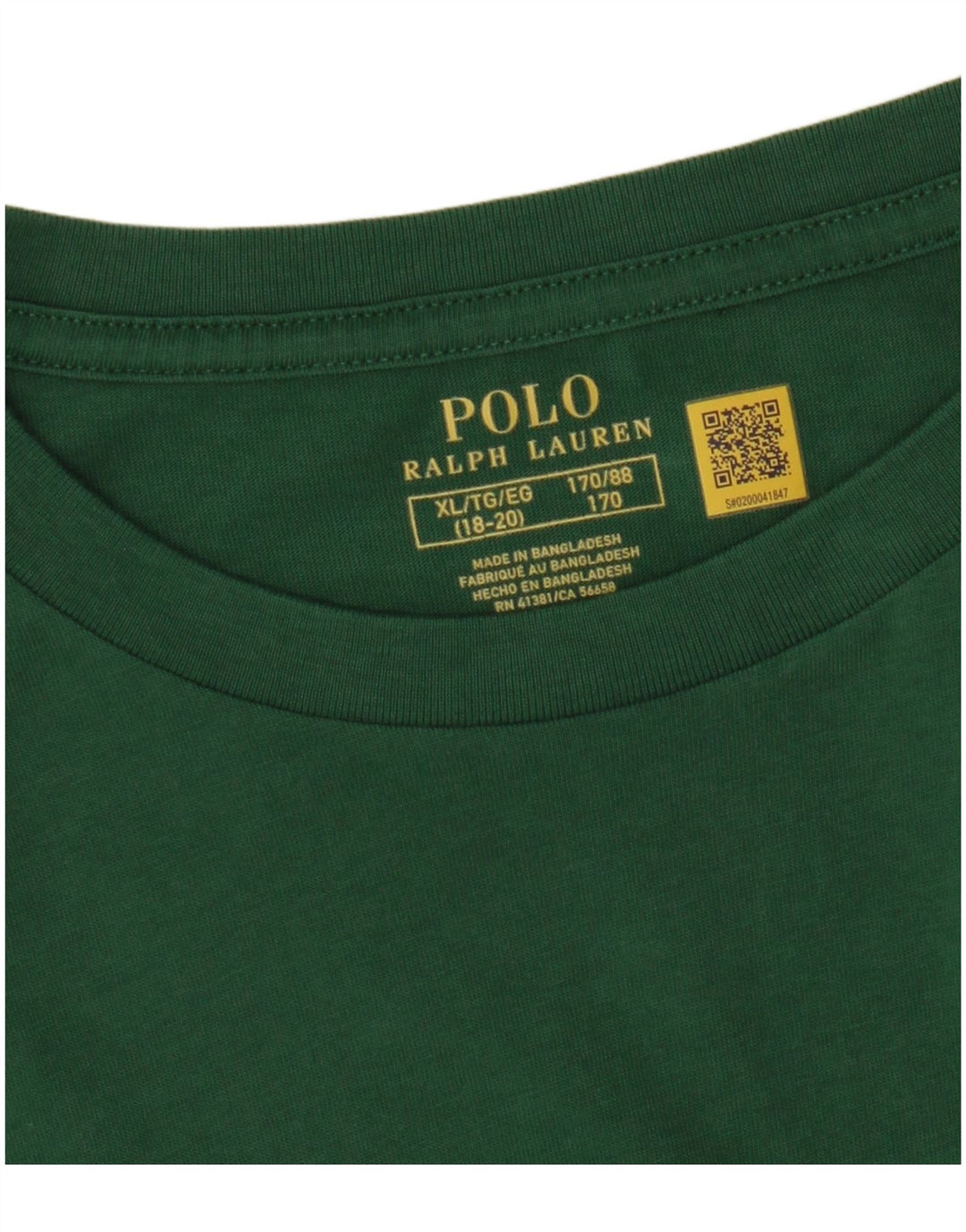 POLO RALPH LAUREN Menino Top Manga Comprida 15-16 Anos XL Verde