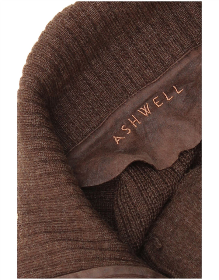 Suéter cardigã masculino Ashwell IT 50 lã nova marrom médio