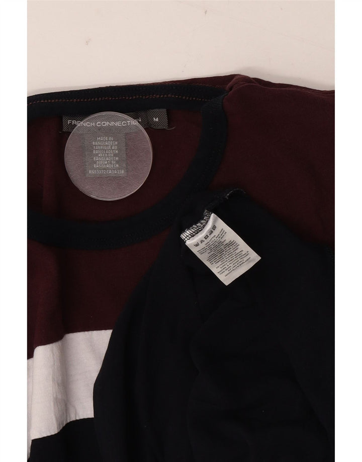 Camiseta masculina French Connection Top médio algodão colorblock cor de vinho