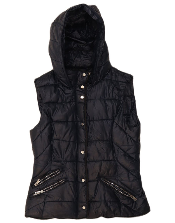Colete acolchoado com capuz Zara feminino Trafaluc UK 12 poliéster azul marinho médio