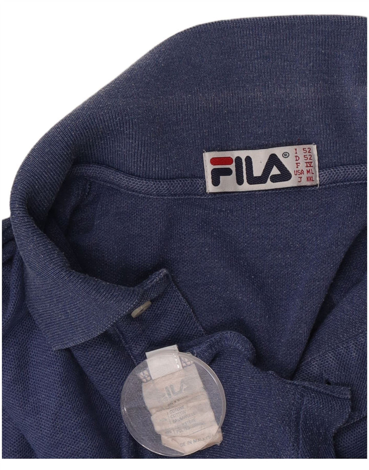 Camisa polo masculina Fila IT 52 grande algodão azul