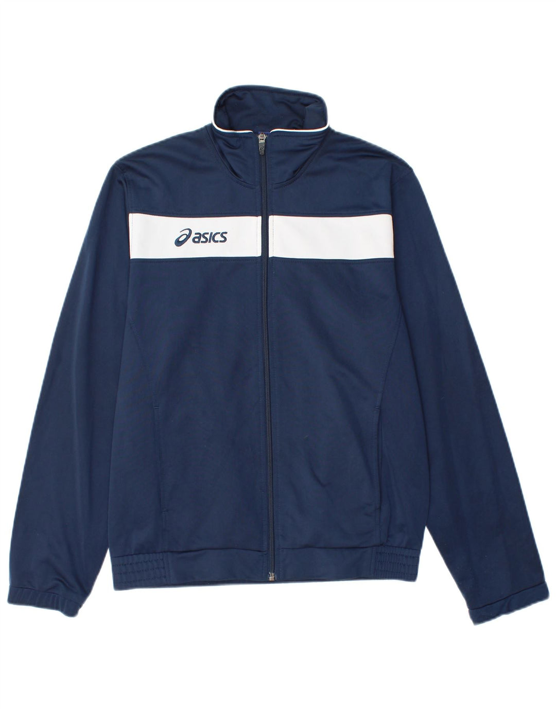 Asics Mens Tracksuit Top Jacket Pequeno Azul Marinho Colourblock Poliéster