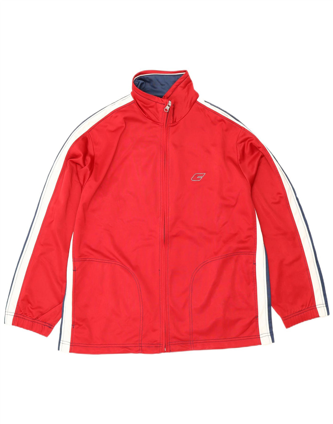 F.LLI Campagnolo Jaqueta masculina de agasalho de poliéster médio vermelho colorblock