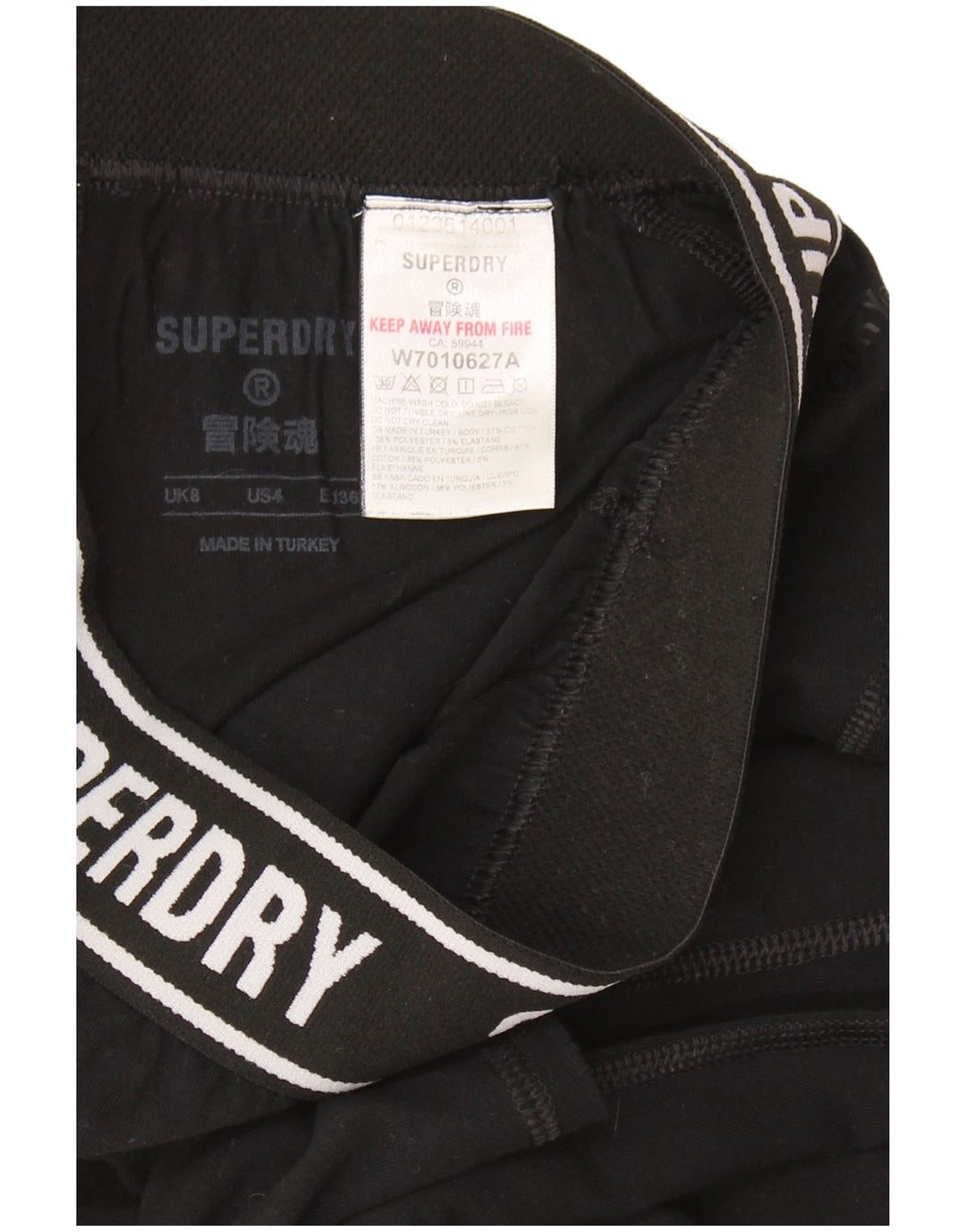 Leggings gráficas femininas SUPERDRY Reino Unido 8 pequeno algodão preto