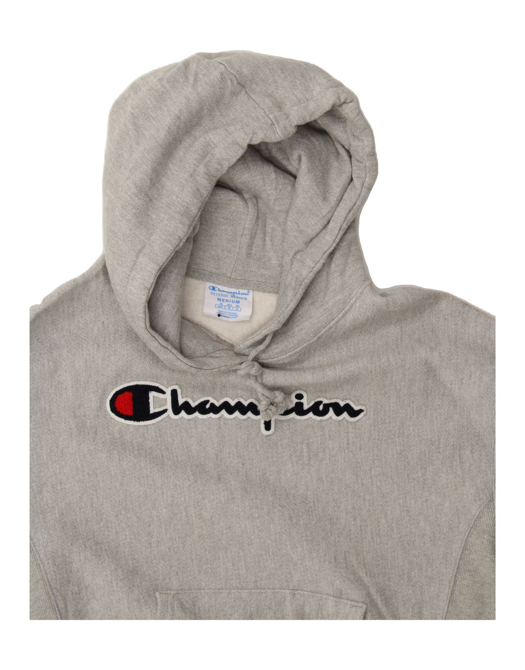 CHAMPION Womens Graphic Hoodie Jumper UK 14 Medium Grey Cotton Vintage Champion and Second-Hand Champion from Messina Hembry 