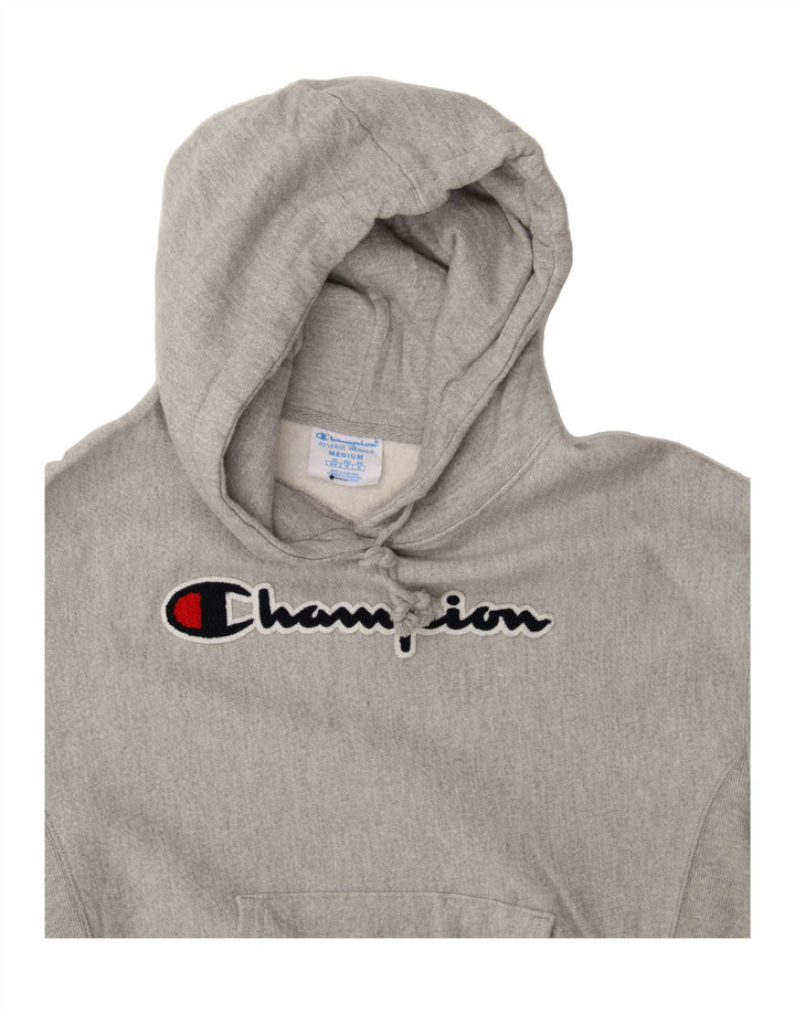 CHAMPION Womens Graphic Hoodie Jumper UK 14 Medium Grey Cotton Vintage Champion and Second-Hand Champion from Messina Hembry 