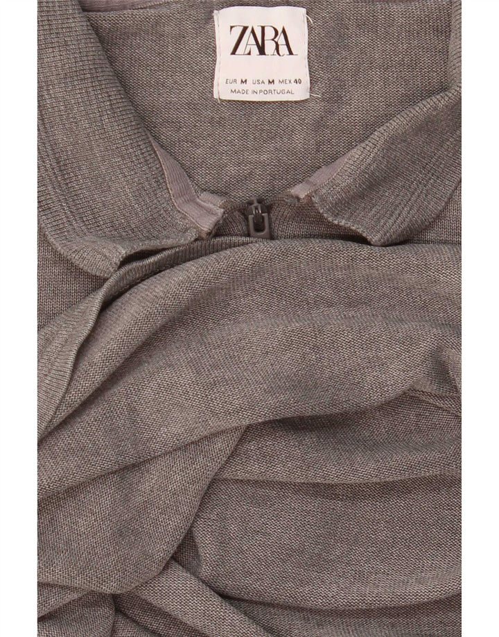 Camisa polo feminina Zara UK 14 cinza médio manchado