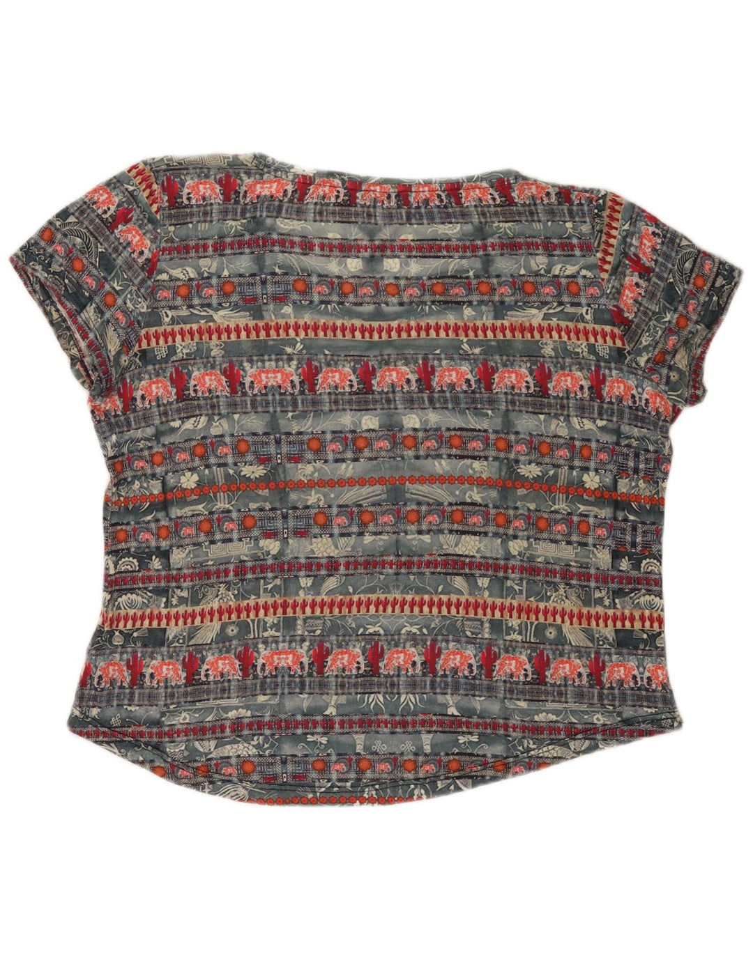 DESIGUAL Camiseta feminina gráfica Top UK 20 2XL Viscose cinza