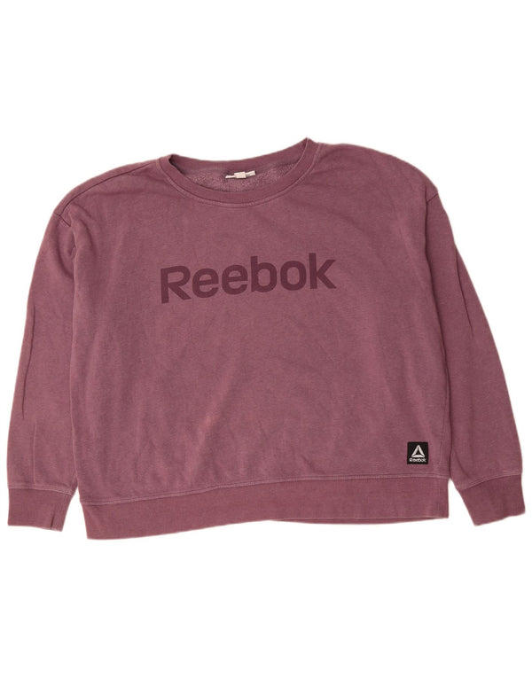 Reebok feminino gráfico oversized moletom jumper UK 20 2XL algodão roxo