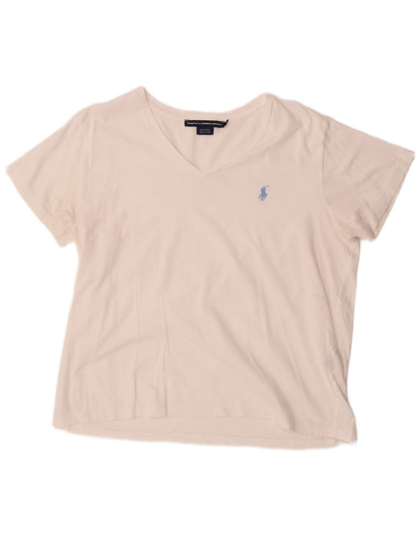 Camiseta feminina Ralph Lauren UK 18 XL algodão branco