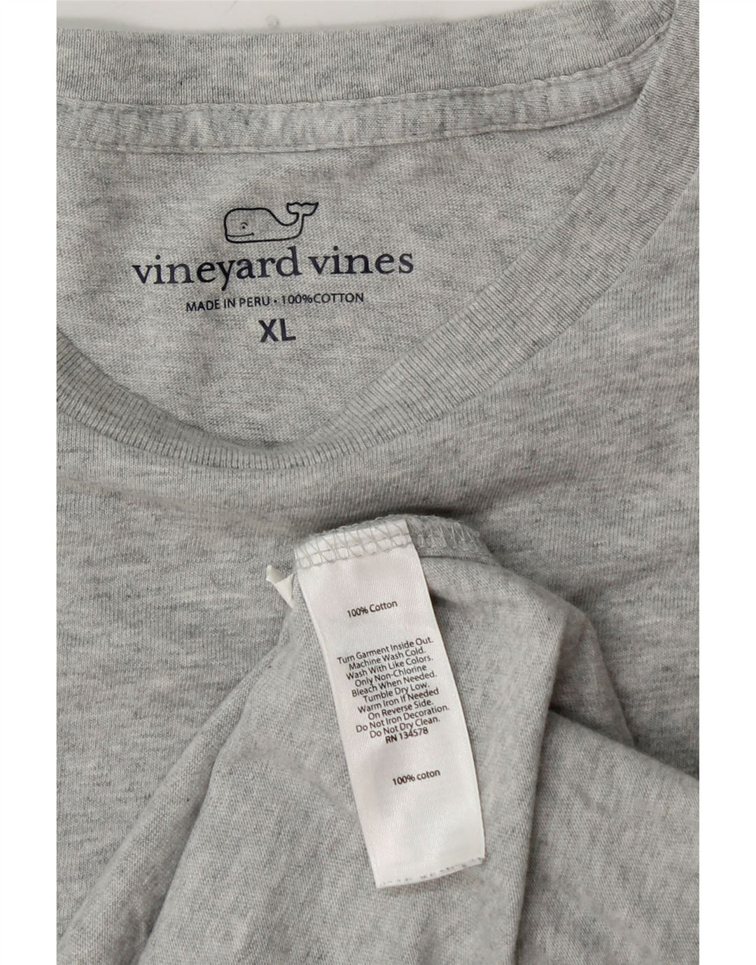 VINEYARD VINES Top gráfico masculino manga comprida XL algodão cinza