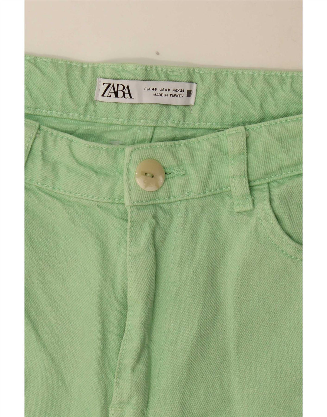 Calça jeans reta feminina Zara EU 40 médio W30 L26 algodão verde