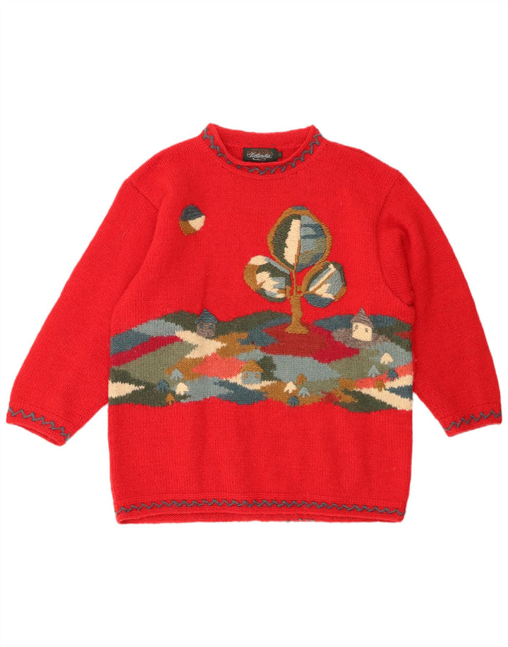 ICELANDIA Suéter feminino grande com gola de tartaruga Reino Unido 10 pequeno vermelho