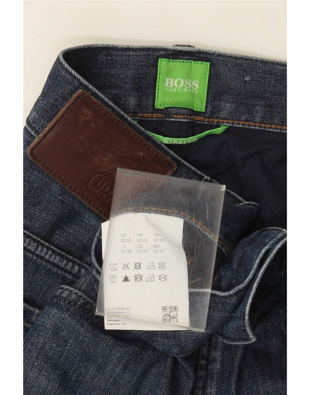Hugo Boss Masculino Stretch Straight Jeans W32 L30 Azul Marinho Algodão
