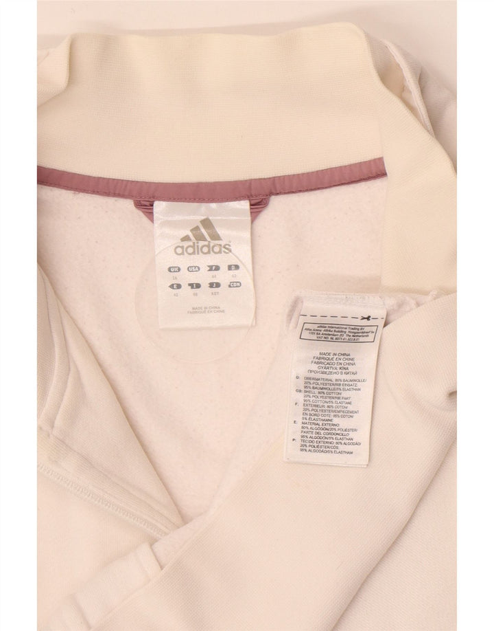 Adidas Womens Tracksuit Top Jacket UK 16 Grande Algodão Branco