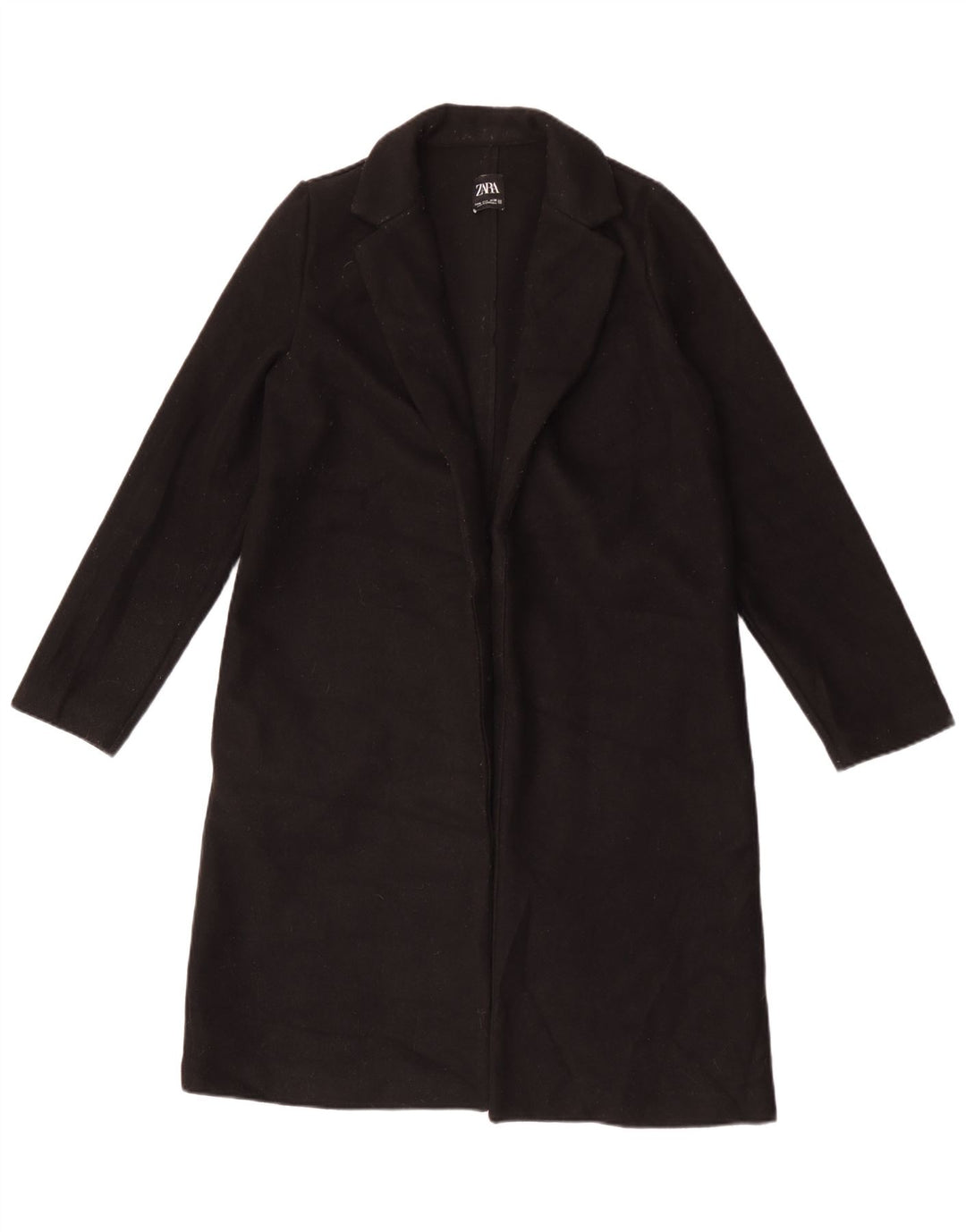Sobretudo aberto feminino Zara UK 14 poliéster preto médio