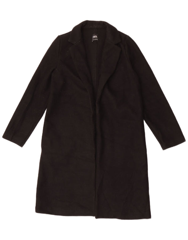 Sobretudo aberto feminino Zara UK 14 poliéster preto médio